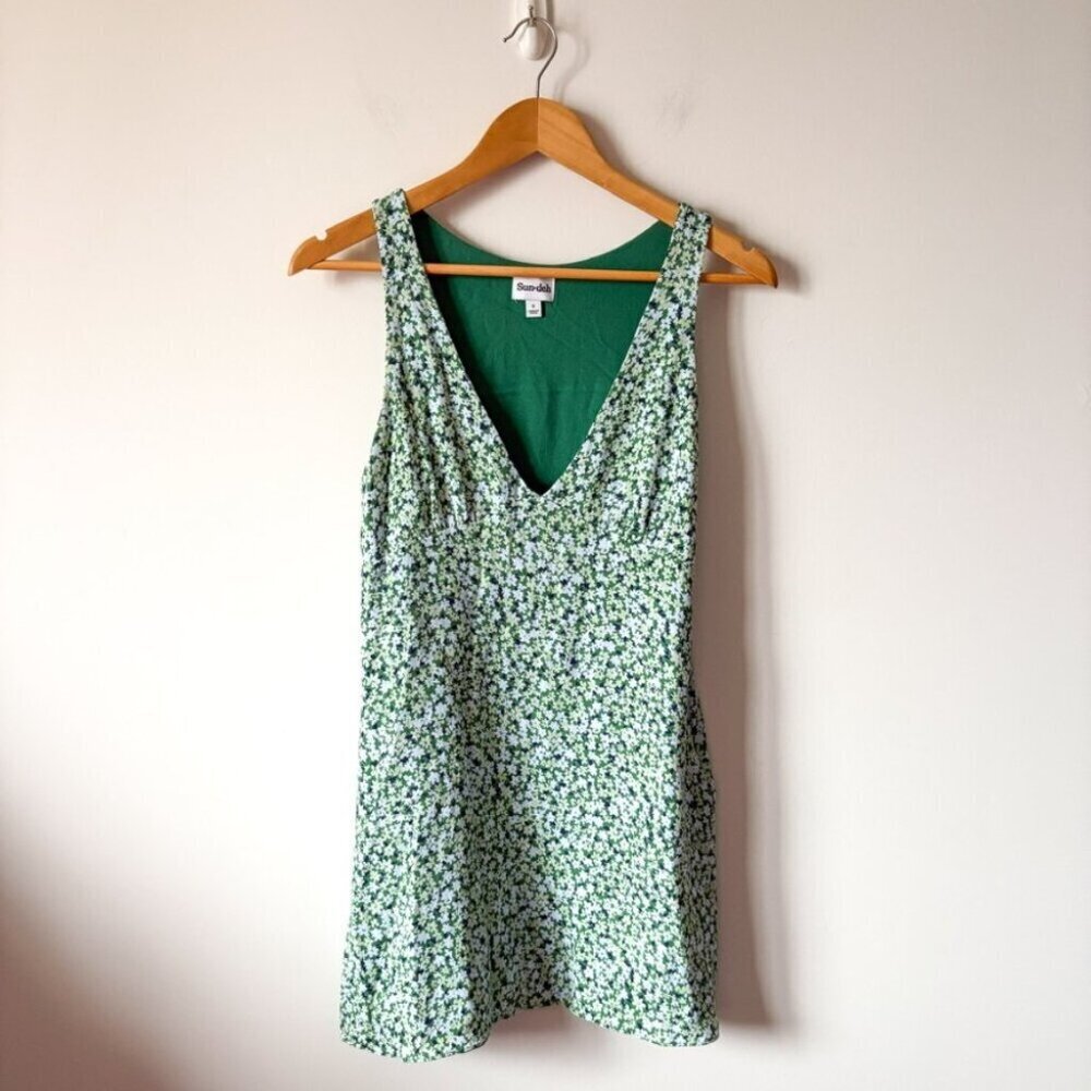 Aritzia Green Floral Mini Dress
